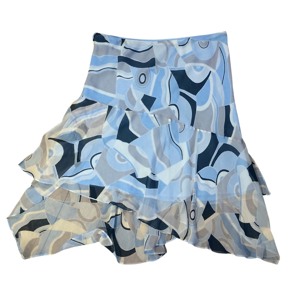 Blue abstract Y2K asymmetrical skirt
